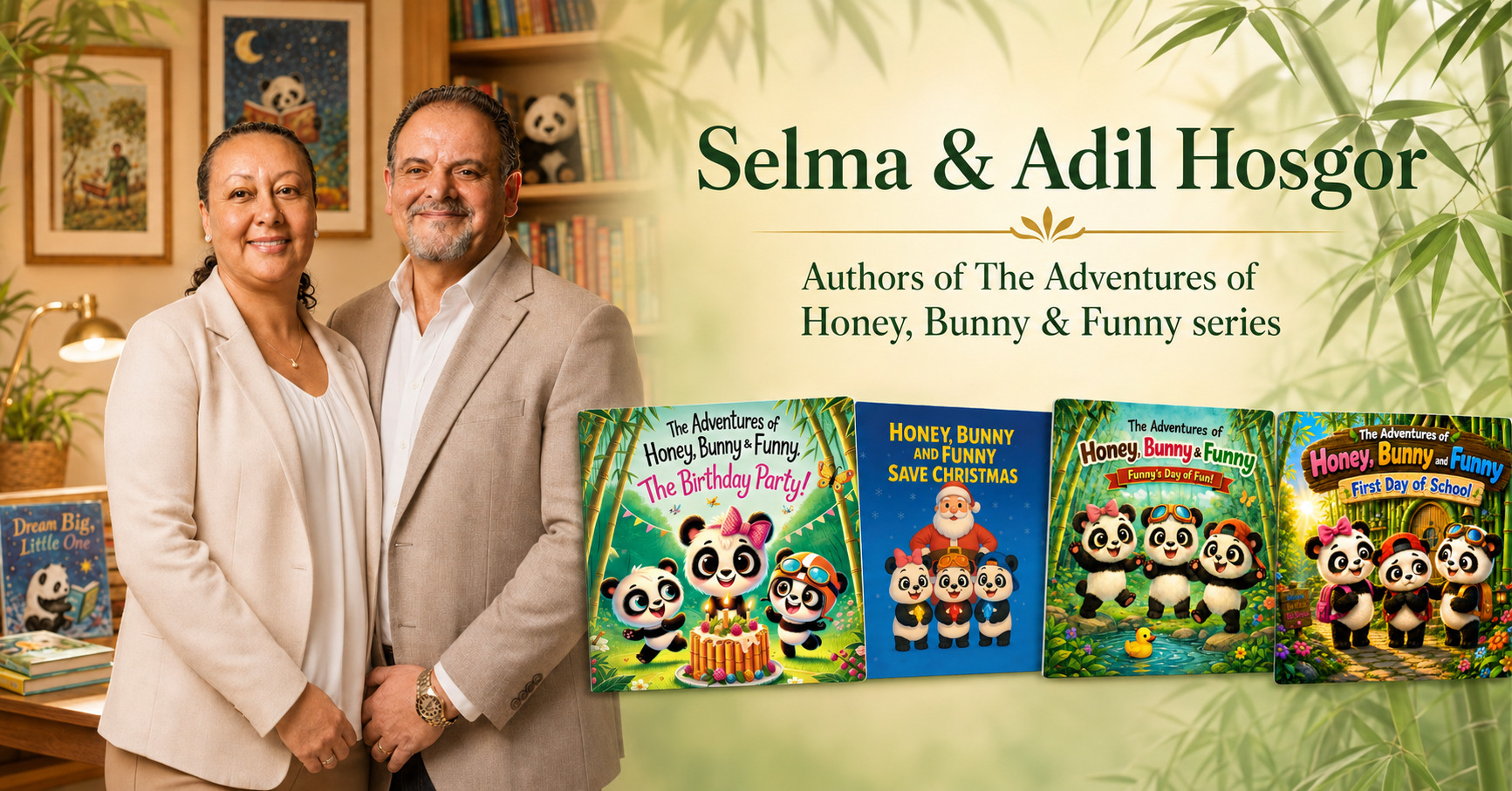 Authors Adil and Selma Hosgor, creators of the Honey, Bunny and Funny children's book series